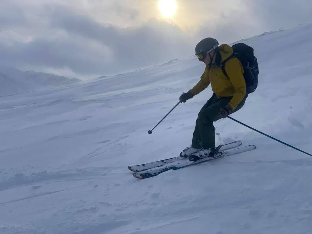Matt Dorling skiing in the Cairngorms, Scotland